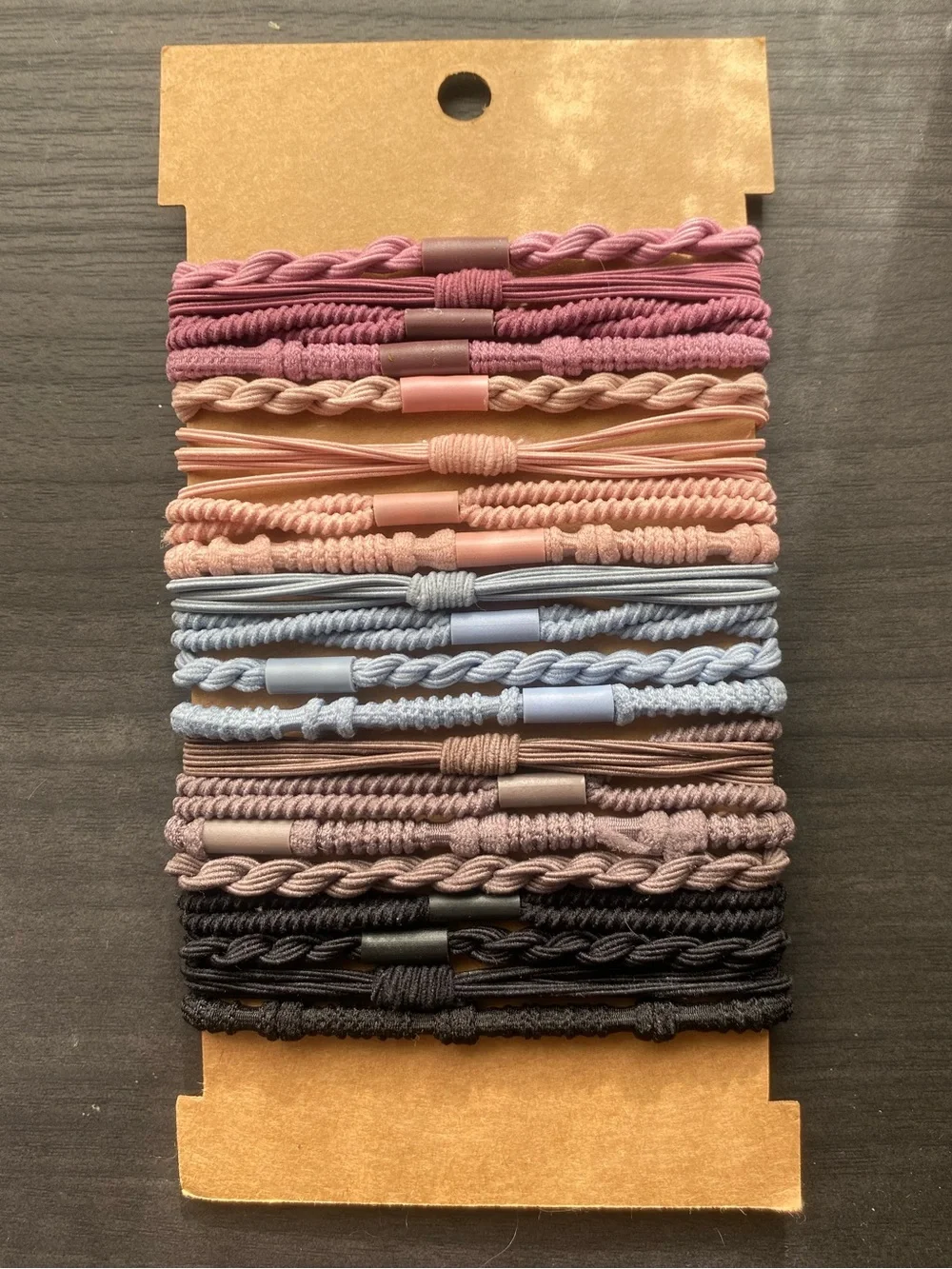Boho Festival Braided Elastic Hair Tie Bracelet Stack Multi Color 20 Piece Set
